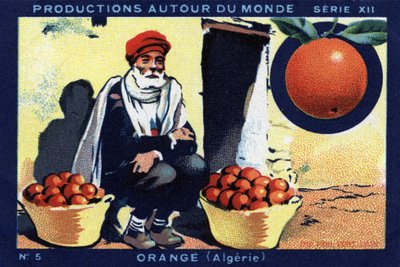 Producties over de hele wereld: Sinaasappel in Algerije. Chromolithografie uit 1933 in 