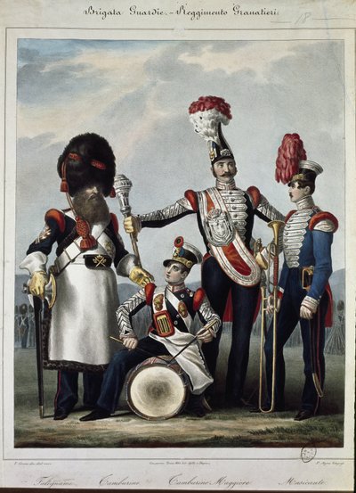 Uniformen van het koninklijk leger van Sardinië - lithografie door Anonymous Anonymous