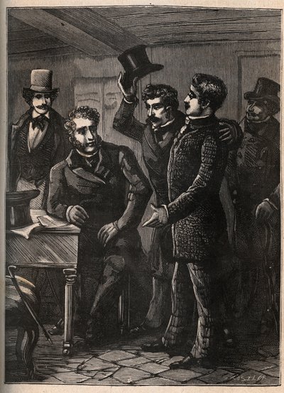 Sergeant Charles Goubin (1798-1822) wordt gearresteerd door Eugene-Francois Vidocq - gravure in 