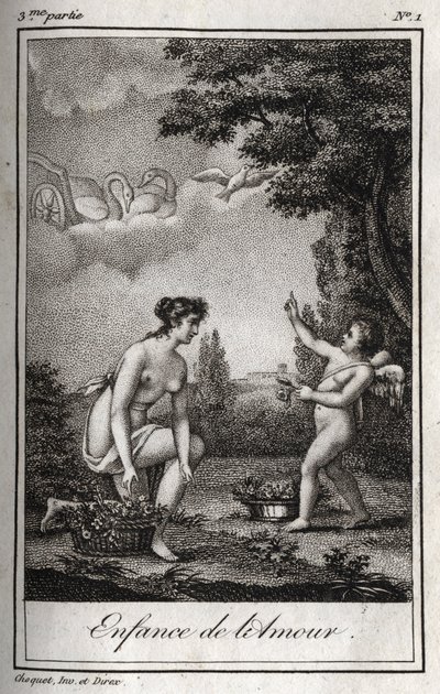 De kindertijd van de Liefde. Gravure uit 1819 in 