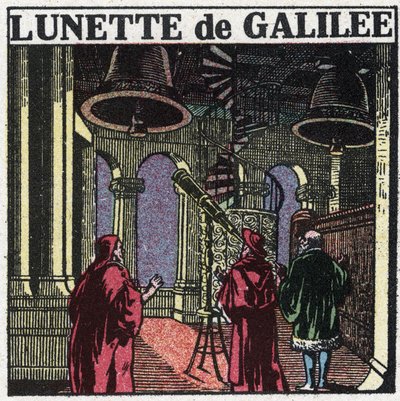 De eerste optische instrumenten: astronomische kijker van Galileo Galilei (1564-1642) uitgevonden in 1610 door Anonymous Anonymous