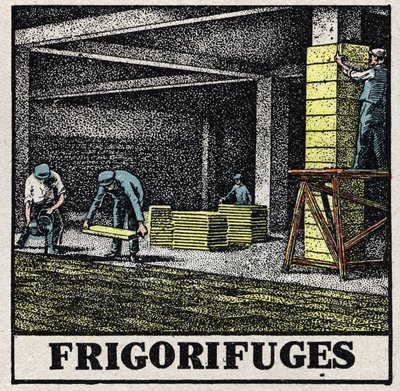 De koelindustrie: koelkasten. Anonieme illustratie uit 1925. Privécollectie. door Anonymous Anonymous