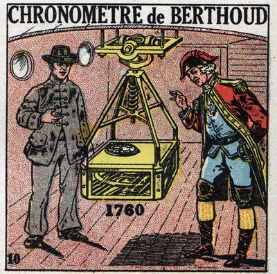 Tijd: scheepschronometer uitgevonden door Ferdinand Berthoud (1727-1807) in 1760. Anonieme illustratie uit 1925. Privécollectie. door Anonymous Anonymous