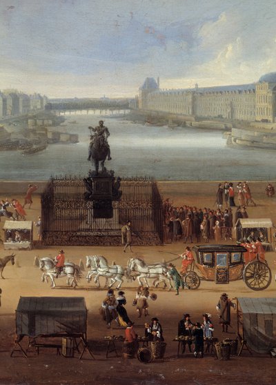 Verkeer op de Pont Neuf in Parijs in de 17e eeuw (detail). Anoniem schilderij. Parijs, Musee Carnavalet door Anonymous Anonymous