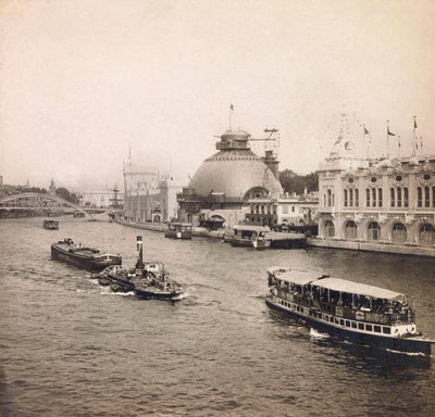 Wereldtentoonstelling van 1900 in Parijs: Panoramisch uitzicht op de Seine, Linkeroever - privécollectie door Anonymous Anonymous