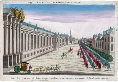 Uitzicht en perspectief van de ingang van de koning van Polen in Warschau met zijn paleis door Anonymous Anonymous