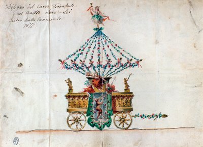 Zicht op de triomfwagen in Lorelei, opera door Catalani (1877) door Anonymous Anonymous