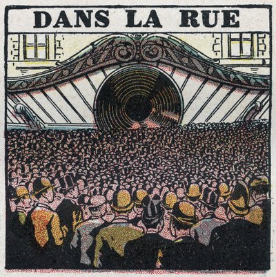 Draadloze telefonie: in de stad. Anonieme illustratie uit 1925. Privécollectie. door Anonymous Anonymous