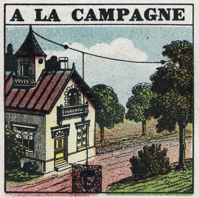 Draadloze telefonie: op het platteland. Anonieme illustratie uit 1925. Privécollectie. door Anonymous Anonymous
