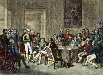 Het Congres van Wenen. Het Weense Congres in 1815. Alexander I, Tsaar; H.R. Stewart, Castlereagh; François I, Keizer van Oostenrijk; Frederik Willem III, Koning van Pruisen; Karl August, Prins van Hardenbergh; Wilhelm von Humboldt (William van Humboldt) door Anonymous Anonymous