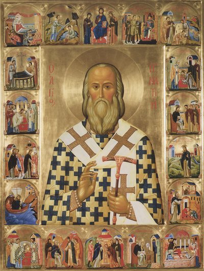 Sint Ignatius Brianchaninov met scènes uit zijn leven door Anonymous Russian icon painter