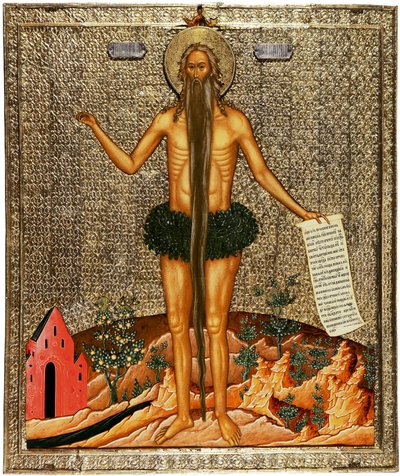 Heilige Onuphrius, 1670s door Anonymous Russian icon painter