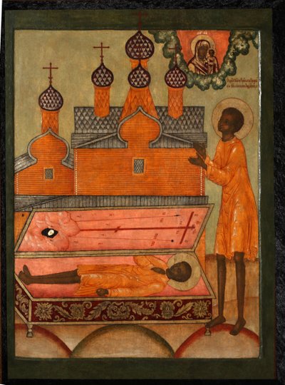 Eerwaarde Procopius van Ustyansk, begin 18e eeuw door Anonymous Russian icon painter
