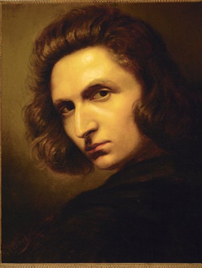 Zelfportret (olieverf op doek) door Anselm Feuerbach