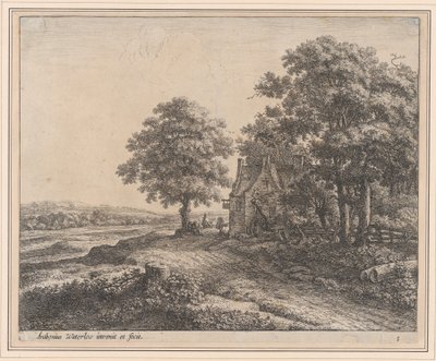 Een grote lindeboom voor een herberg, 17e eeuw door Anthonie Waterloo