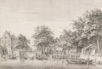 Gezicht op de Sint-Anthoniessluis te Amsterdam door Anthonie Waterloo