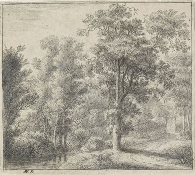 Ingang van het bos Bosgezichten, serie A door Anthonie Waterloo