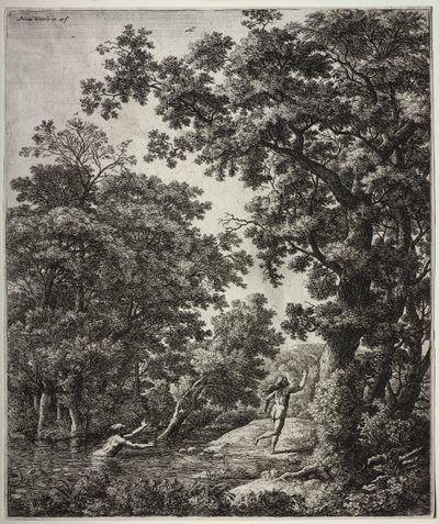Zes grote staande landschappen met scènes uit Ovidius