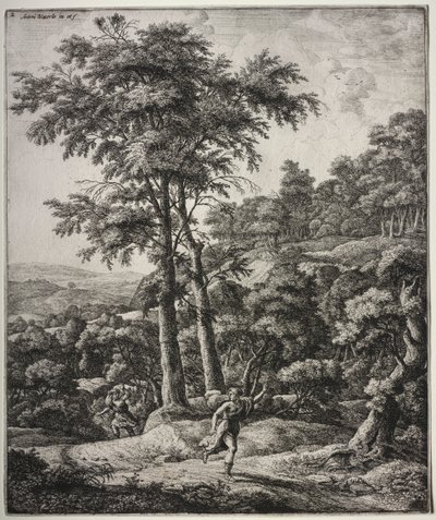 Zes grote rechtopstaande landschappen met scènes uit Ovidius