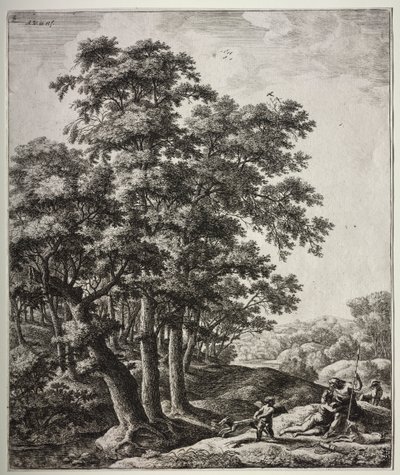 Zes grote staande landschappen met scènes uit Ovidius