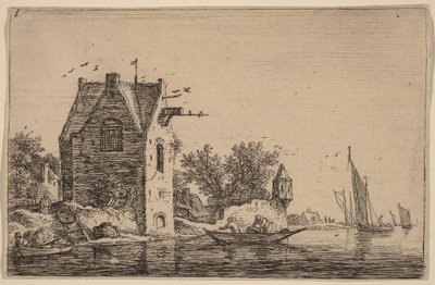 Het wachthuisje op de muur door Anthonie Waterloo