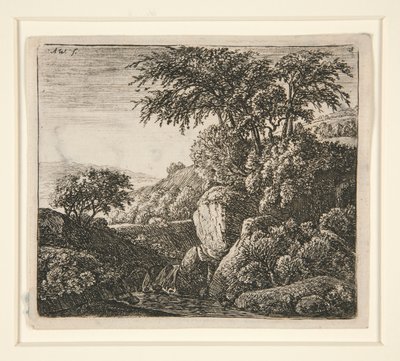 De kleine waterval, uit een set van 4 etsen, B. 3-6 door Anthonie Waterloo