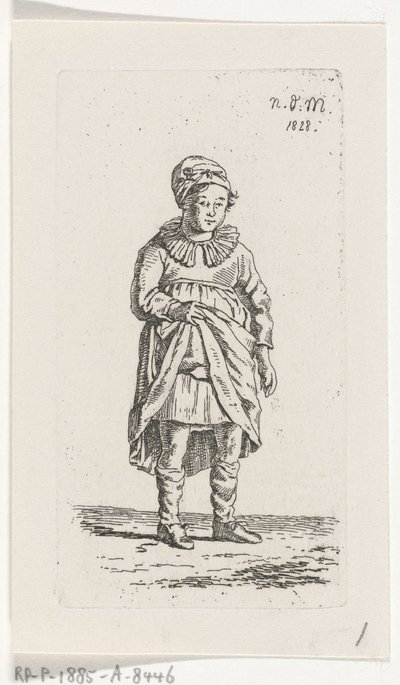 Meisje dat haar rok optilt door Anthonie Willem Hendrik Nolthenius de Man