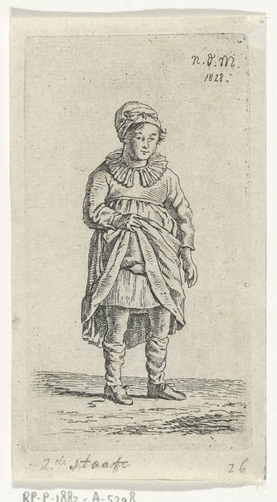 Meisje dat haar rok optilt door Anthonie Willem Hendrik Nolthenius de Man