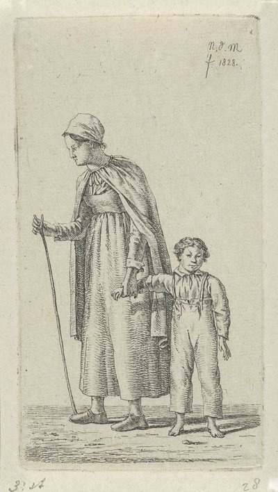 Moeder met kind aan de arm door Anthonie Willem Hendrik Nolthenius de Man