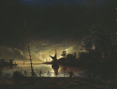 Moonlit Landscape door Anthonie van Borssom