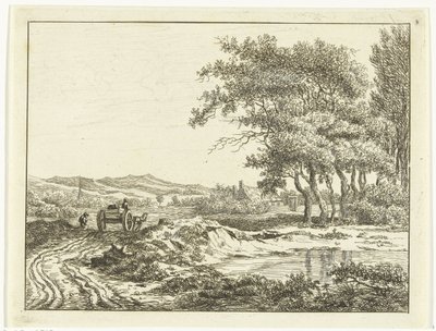 Kar op een landweg bij de duinen door Anthonie van den Bos