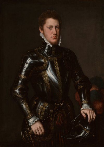 Portret van een Man in Wapenrusting door circle of Anthonis van Dashorst