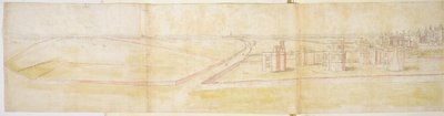 Hampton Court Palace vanuit het noorden, ca. 1544 door Anthonis van den Wyngaerde