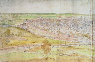 Panoramisch uitzicht op Brussel, 16e eeuw door Anthonis van den Wyngaerde