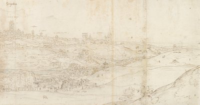 Panoramisch uitzicht op Segovia vanuit het oosten door Anthonis van den Wyngaerde