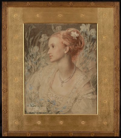Clara Flower (gekleurd krijt op crèmekleurig papier) door Anthony Frederick Augustus Sandys
