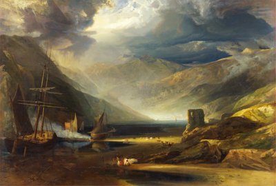 Een scène aan de kust, Merionethshire - Storm trekt voorbij door Anthony Vandyke Copley Fielding