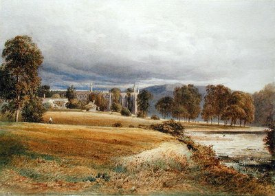Bolton Abbey vanaf de rivier Wharfe, zuidelijk uitzicht door Anthony Vandyke Copley Fielding
