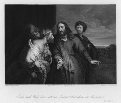 De melaatse die God verheerlijkt, Lucas XVII door Anthony van (after) Dyck
