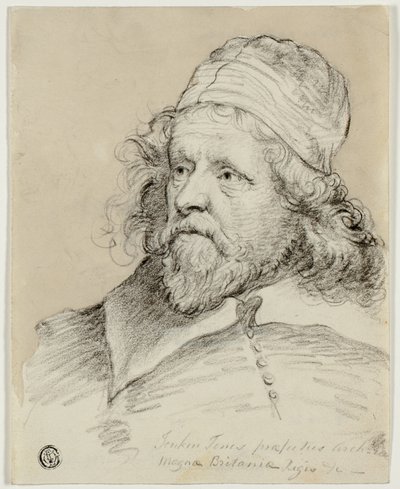 Inigo Jones (recto); Schets van Vrouwelijk Hoofd (verso) door Anthony van Dyck