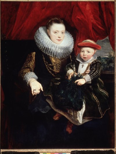 Portret van een jonge vrouw met een kind door Anthony van Dyck