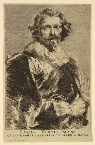 Portret van Lucas Vorsterman I, uit de Icones Principum Virorum door Anthony van Dyck