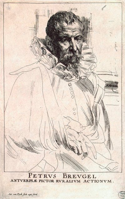 Portret van de kunstenaar Pieter Bruegel de Jongere, 1564-1636, begin 17e eeuw door Anthony van Dyck