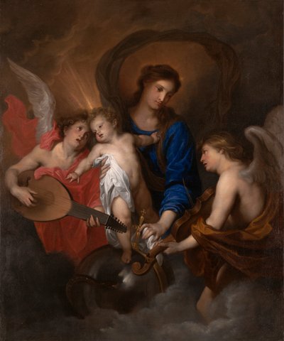 Maagd en kind met muziekmakende engelen door Anthony van Dyck