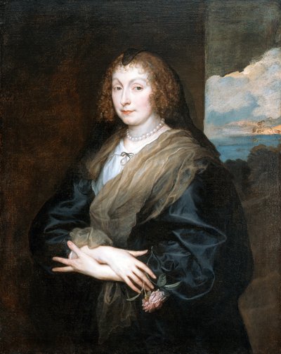 Vrouw met een roos door Anthony van Dyck