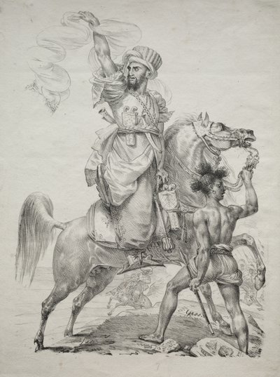 Een Mamelukse Leider te Paard Roept om Hulp door Antoine-Jean Gros