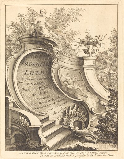 Troisieme livre de formes Cartels et Rocailles Titelpagina door Antoine Aveline