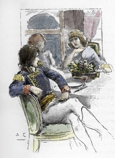 De zangeres Giuseppina Grassini (1773-1850) in de aanwezigheid van Berthier in de kamer van de eerste consul Napoleon Bonaparte, die haar minnaar werd door Antoine Calbet