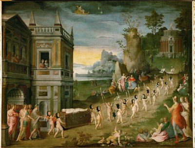 Allegorie of de begrafenis van Amor ... door Antoine Caron