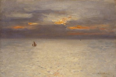 Open zee, avondsfeer; Boulogne, ca.1869-72 (olieverf op doek) door Antoine Chintreuil